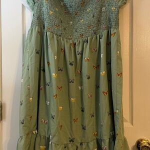 SHEIN Olive Green Butterfly Mini Dress